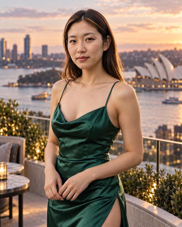 Maya Tanaka, fictional AI character in an editorial portrait